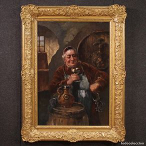 Arte: Gran cuadro del siglo XIX firmado C. Huber